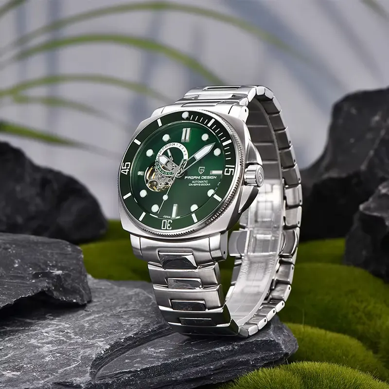 Pagani Design PD-1736 Automatic Open Heart Green Dial Men's Watch