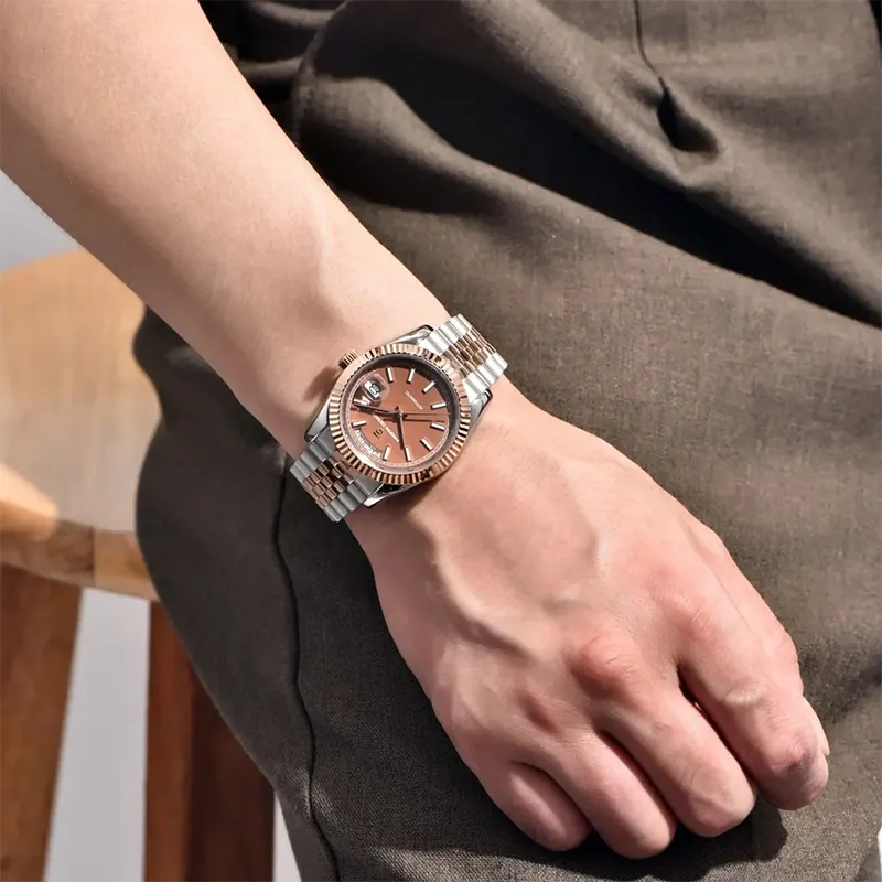 Pagani Design PD-1752 Day-Date Brown Dial Two-tone Men's Watch