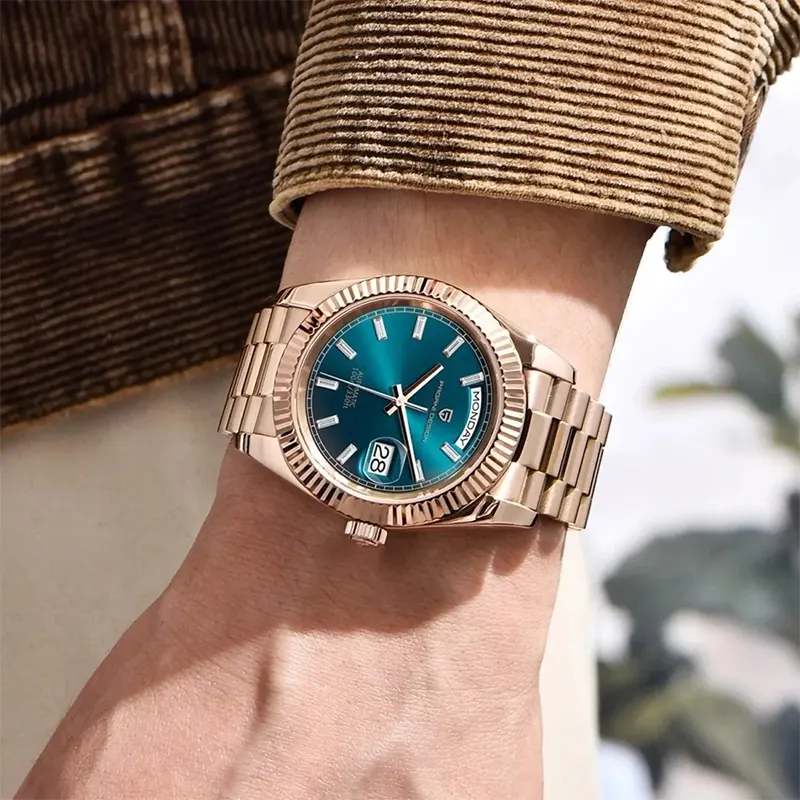Pagani Design PD-1752 Day-Date Blue Dial Rose Gold-Tone Men's Watch