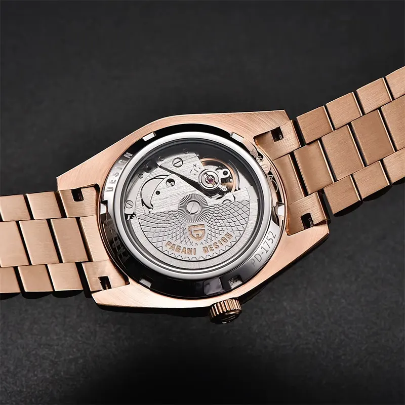 Pagani Design PD-1752 Day-Date Brown Dial Rose Gold-Tone Men's Watch