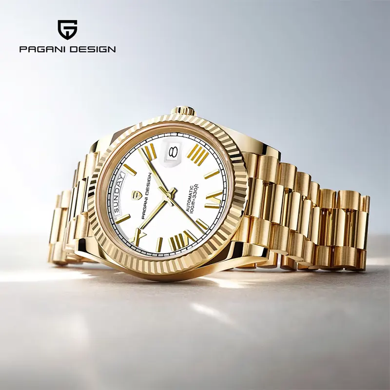 Pagani Design PD-1752 Day-Date White Dial Gold-tone Men's Watch
