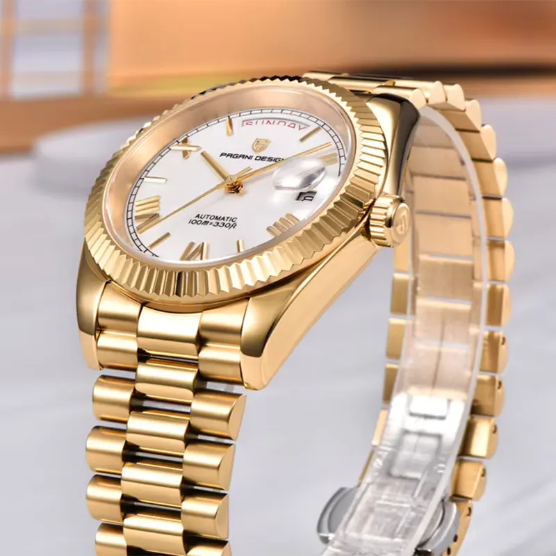 Pagani Design PD-1752 Day-Date White Dial Gold-tone Men's Watch