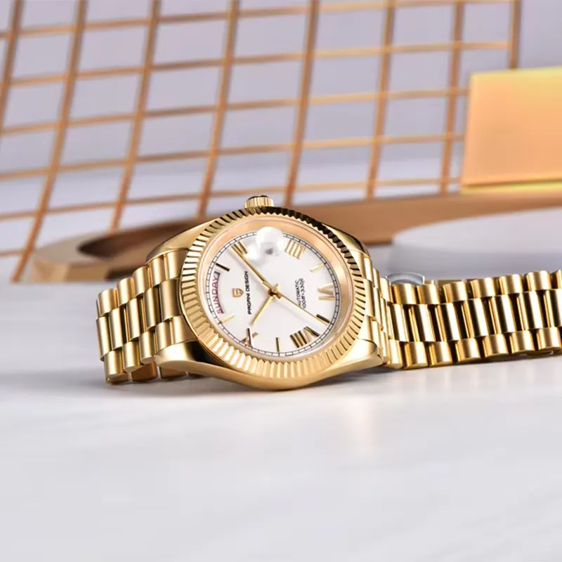 Pagani Design PD-1752 Day-Date White Dial Gold-tone Men's Watch
