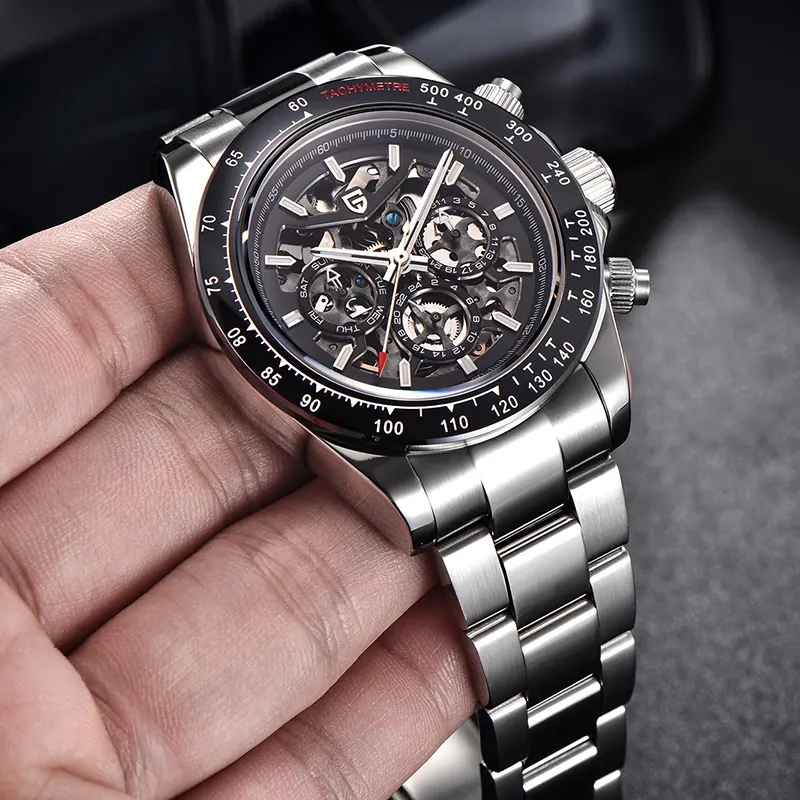 Pagani Design Daytona Skeleton Automatic Black Dial Men's Watch | PD-1777