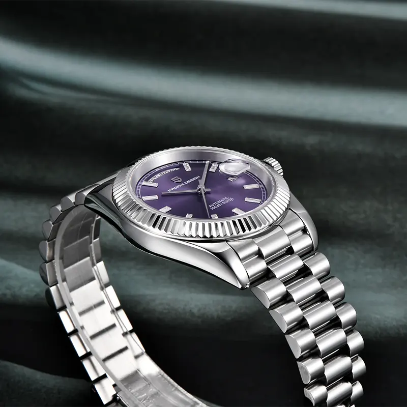 Pagani Design PD-1783 Day-Date Sunburst Purple Dial Men's Watch