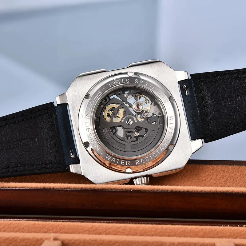 Pagani Design Automatic Skeleton Dial Brown Strap Men's Watch | PD-1791