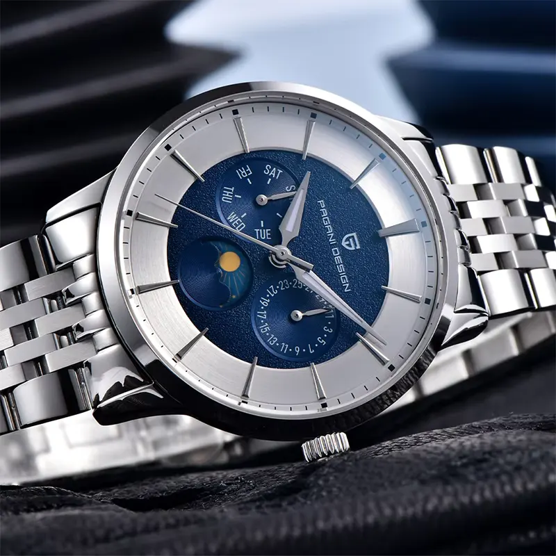 Pagani Design Vintage Inspiration Moonphase Blue Dial Men's Watch | PD-1795