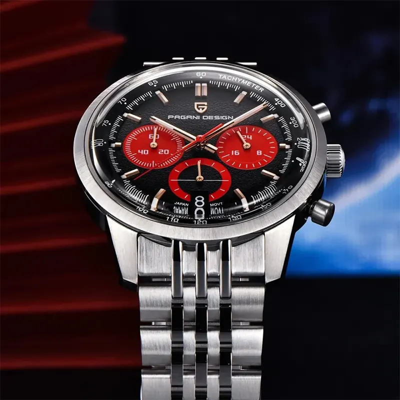 Pagani Design PD-1827 Chronograph Black Red Dial Men's Watch
