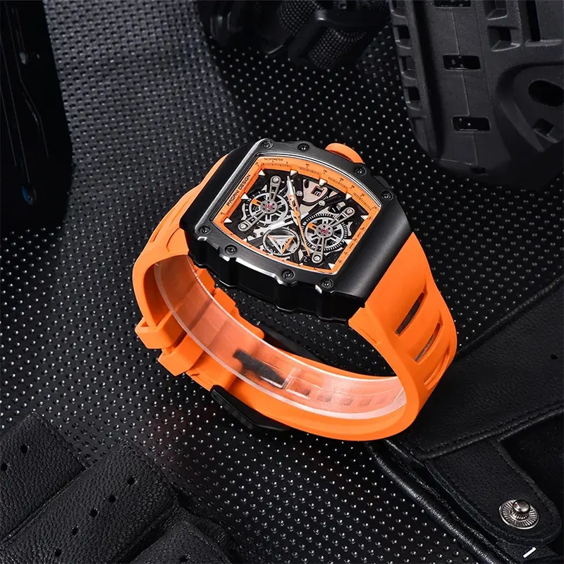 Pagani Design Chronograph Orange Silicone Strap Men's Watch | PD-YS011