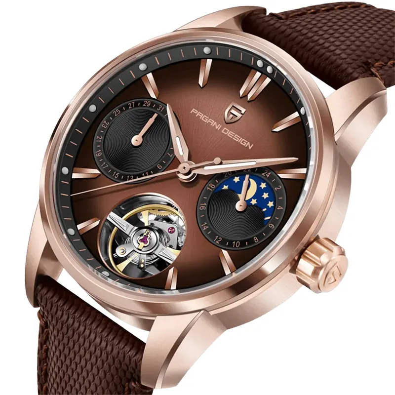 Pagani Design Tourbillon Moonphase Brown Dial Automatic Men's Watch | PD-YS021