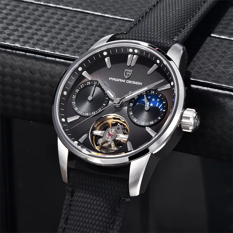 Pagani Design Tourbillon Moonphase Grey Dial Automatic Men's Watch | PD-YS021