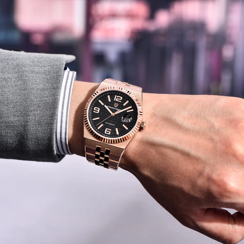 Pagani Design Land Dweller Rose-Tone Black Dial Men's Watch | PD-YS027