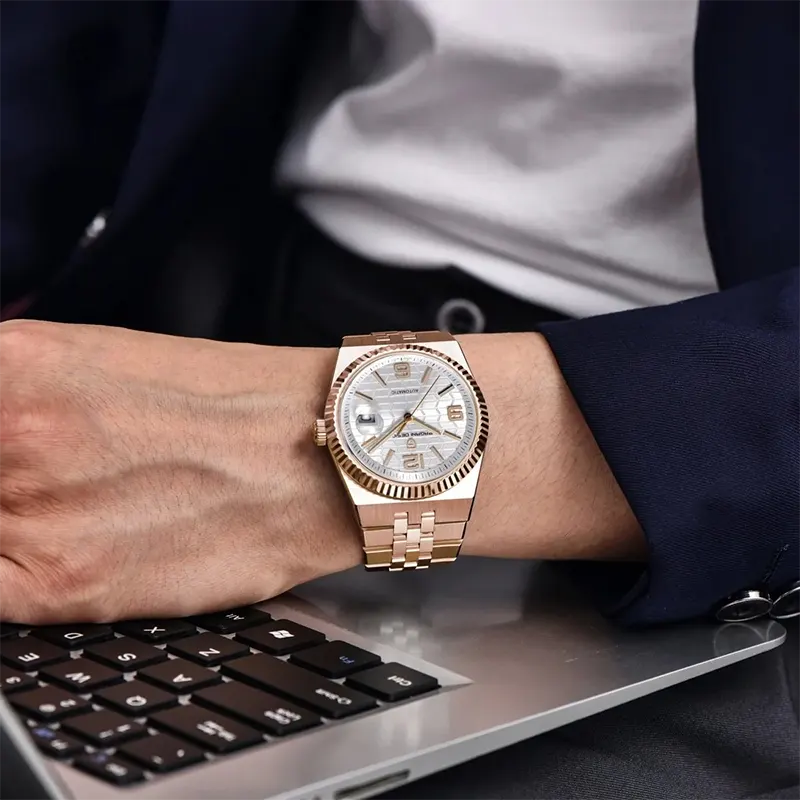 Pagani Design Land Dweller Rose-Tone Silver Dial Men's Watch | PD-YS027