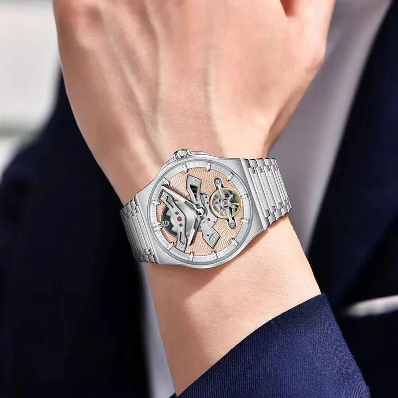 Pagani Design Tourbillon Salmon Pink Dial Automatic Men's Watch | PD-YS028