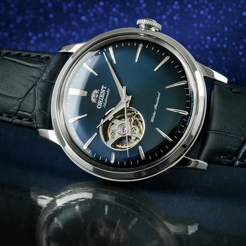 Orient Bambino Open Heart Blue Dial Men's Watch | RA-AG0005L