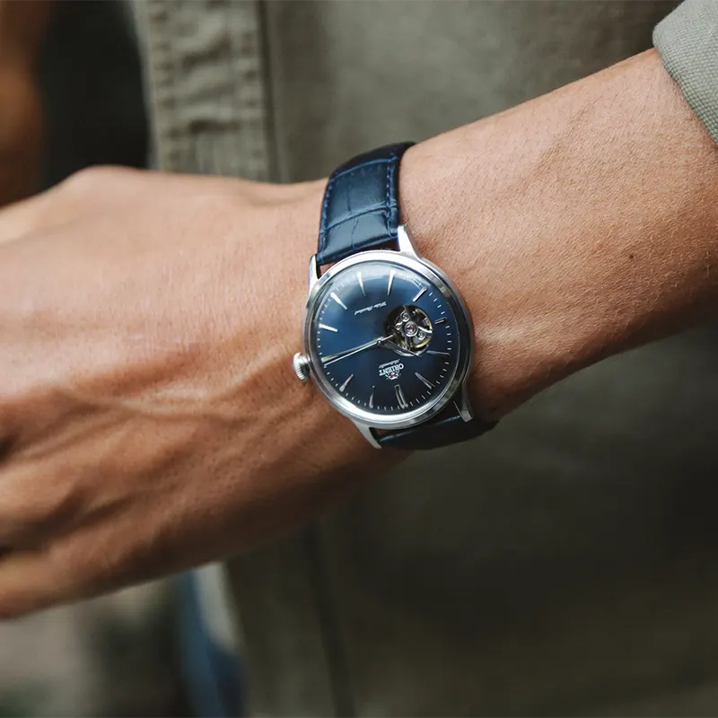 Orient Bambino Open Heart Blue Dial Men's Watch | RA-AG0005L