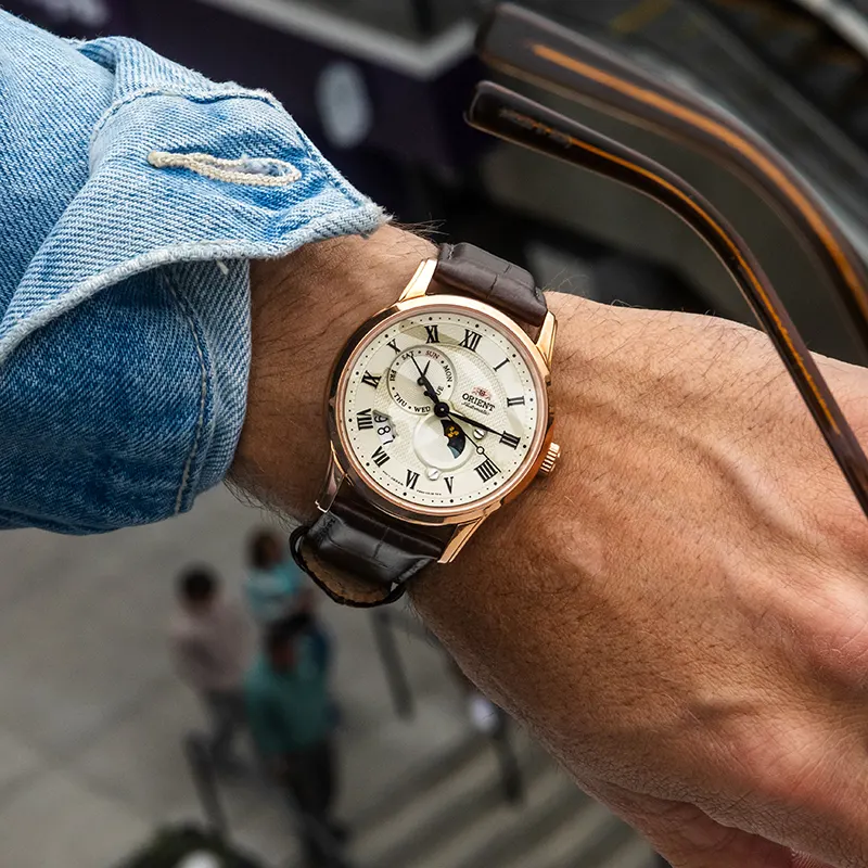 Orient Bambino Sun & Moon Cream Dial Automatic Men's Watch | RA-AK0007S