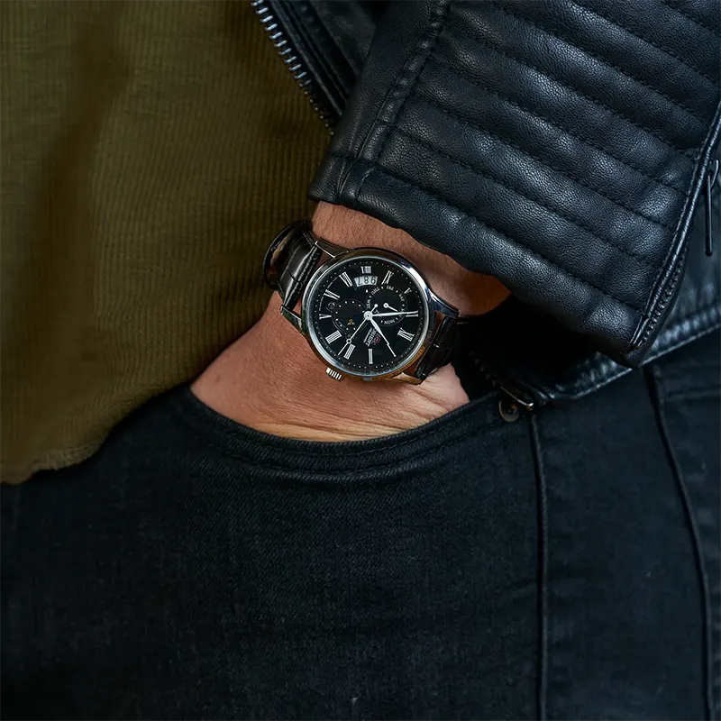 Orient Bambino Sun & Moon Black Dial Automatic Men's Watch | RA-AK0010B30B