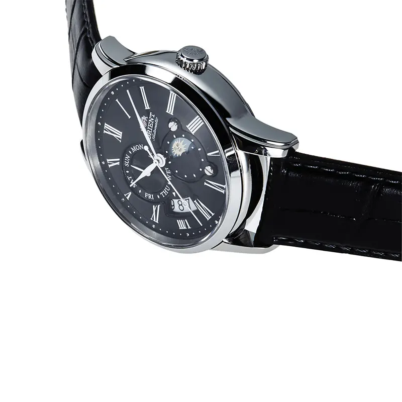 Orient Bambino Sun & Moon Black Dial Automatic Men's Watch | RA-AK0010B30B