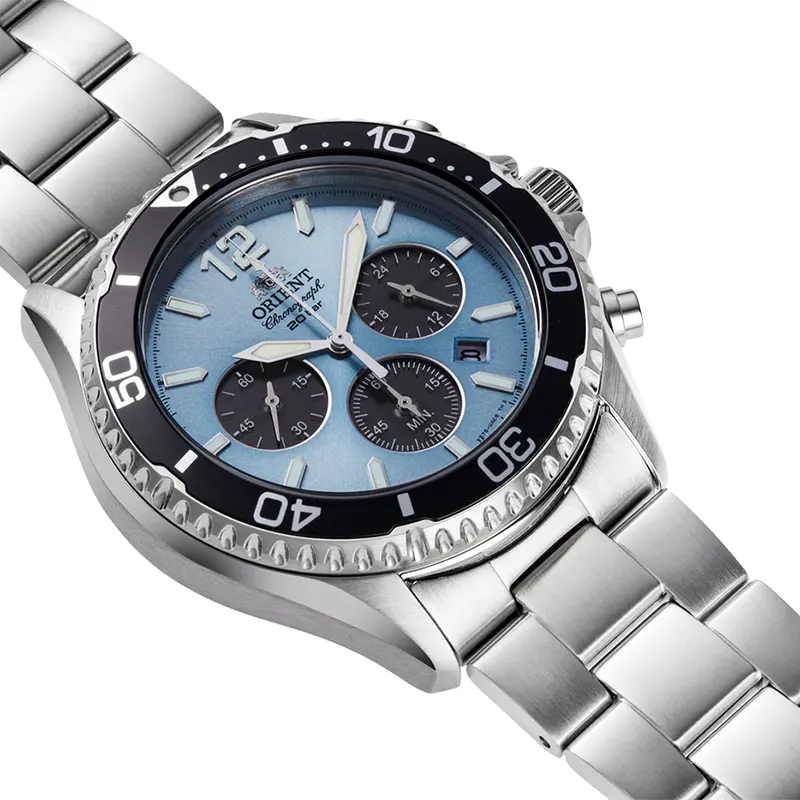 Orient Mako Solar Chronograph Sky Blue Dial Men's Watch | RA-TX0206L