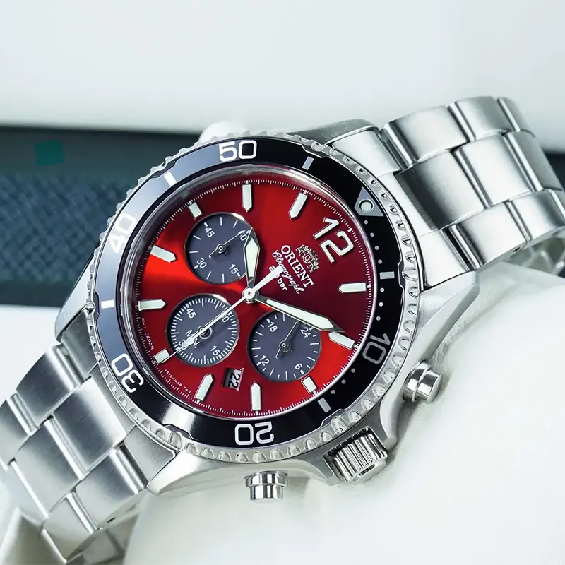 Orient Mako Solar Chronograph Red Dial Men's Watch | RA-TX0207R