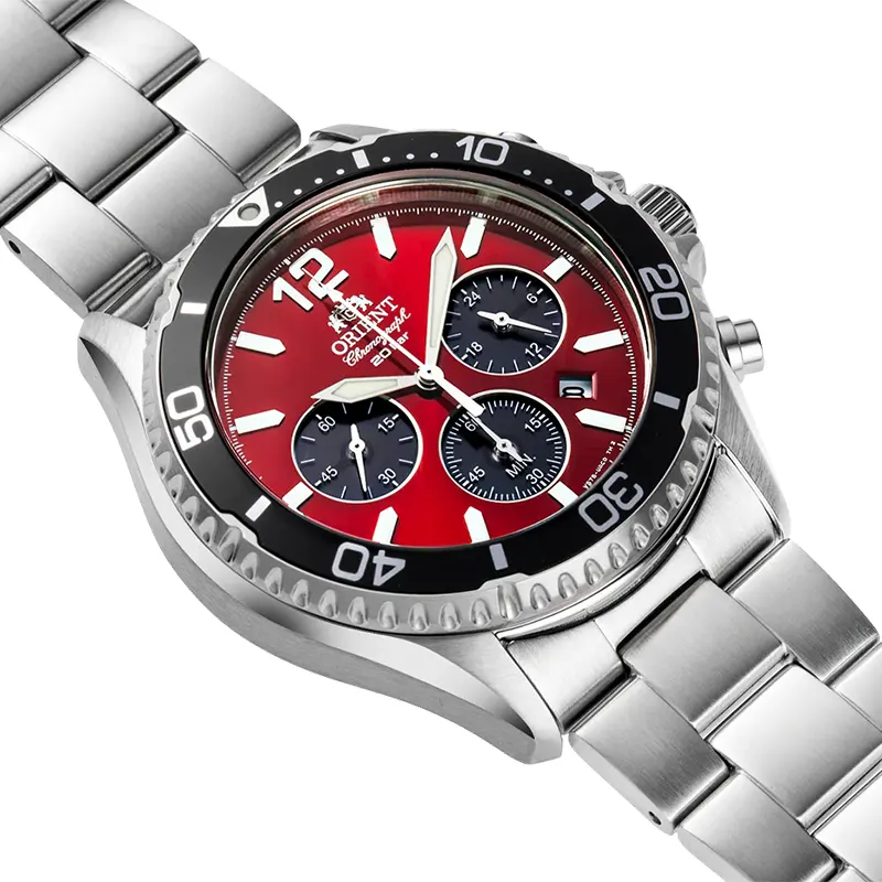 Orient Mako Solar Chronograph Red Dial Men's Watch | RA-TX0207R