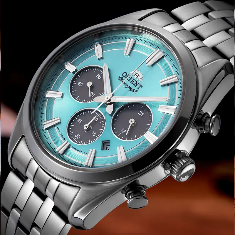 Orient Contemporary Solar Chronograph Sky Blue Panda Men's Watch | RA-TX0304L