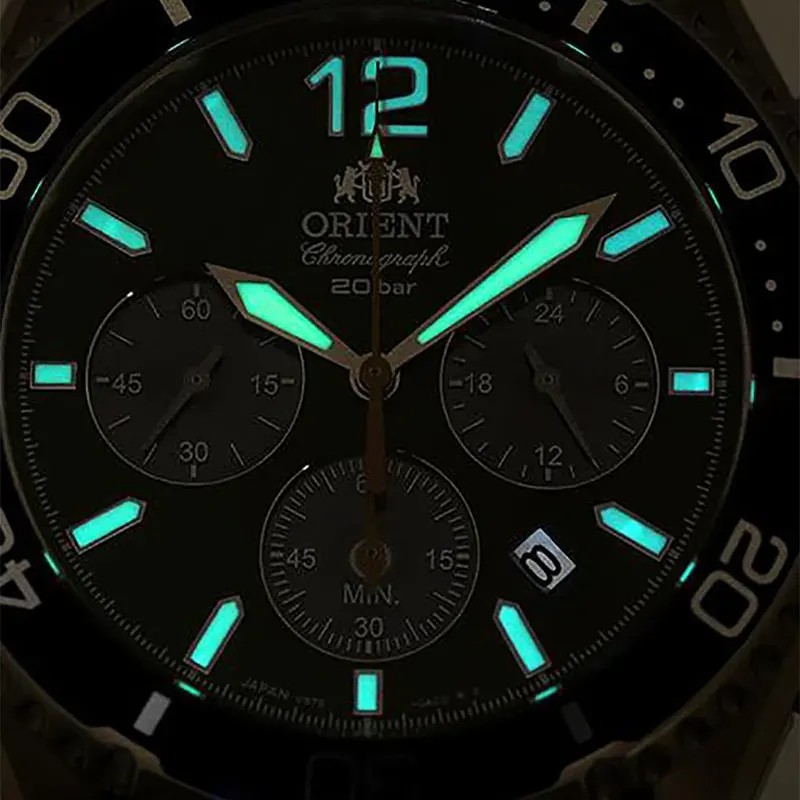 Orient Mako JDM Solar Chronograph Green Dial Men's Watch | RN-TX0204E