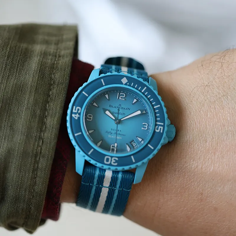 Blancpain X Swatch Fifty Fathoms Blue Lagoon Automatic Men's Watch | S035L400