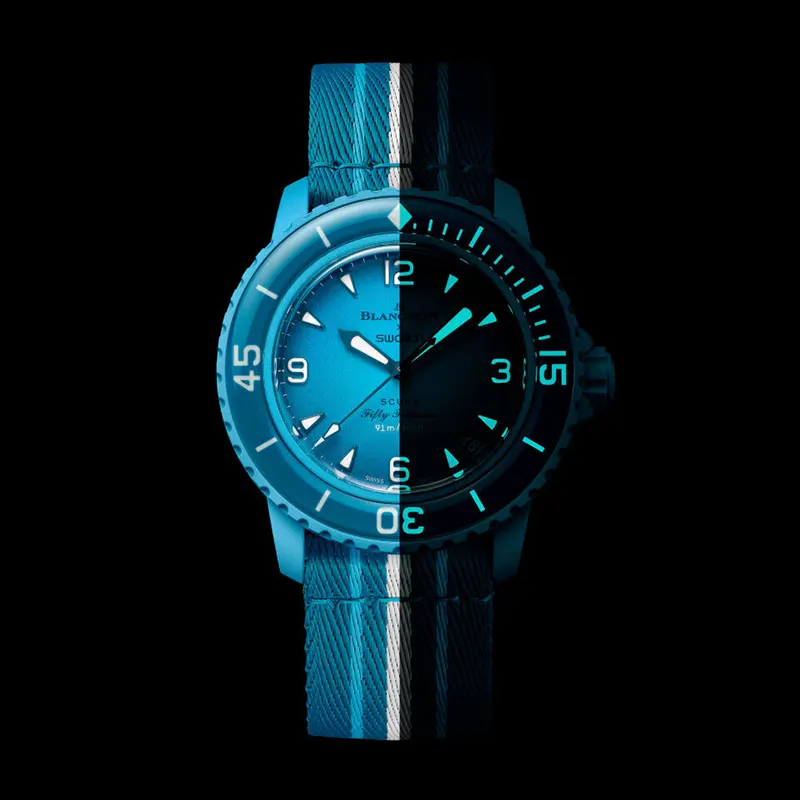 Blancpain X Swatch Fifty Fathoms Blue Lagoon Automatic Men's Watch | S035L400