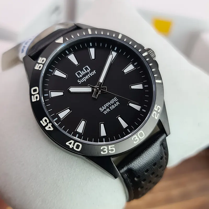 Q&Q S08A-006PY Sapphire Crystal Black Men's Watch