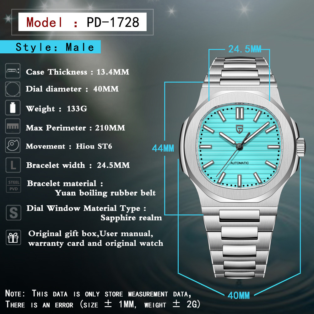 Pagani Design PD-1728 Nautilus Tiffany Dial Men's Watch