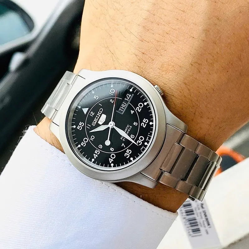 Seiko 5 Black Dial Black Automatic Men's Watch | SNK809K1