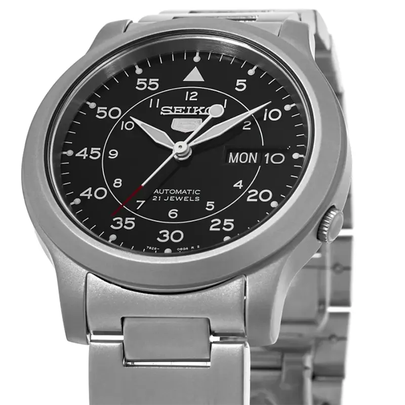 Seiko 5 Black Dial Black Automatic Men's Watch | SNK809K1