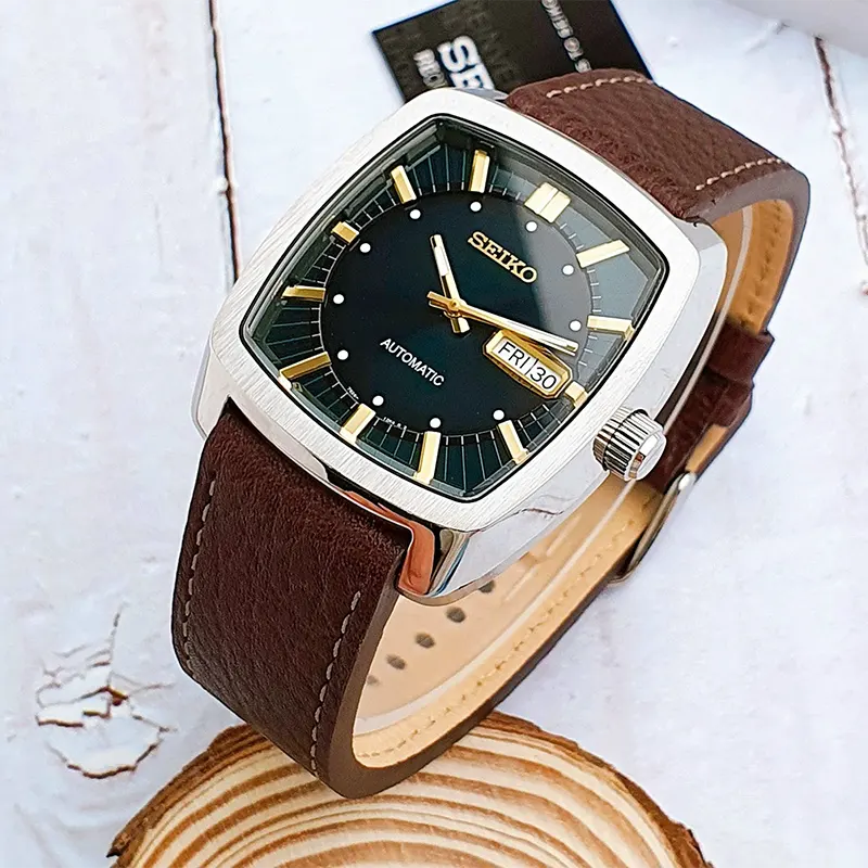 Seiko Recraft Automatic Green Dial Brown Leather Men's Watch | SNKP27