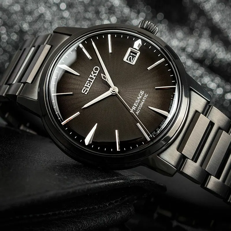 Seiko Presage Cocktail Time 'The Black Velvet' Black Dial Men's Watch | SRPJ15J1