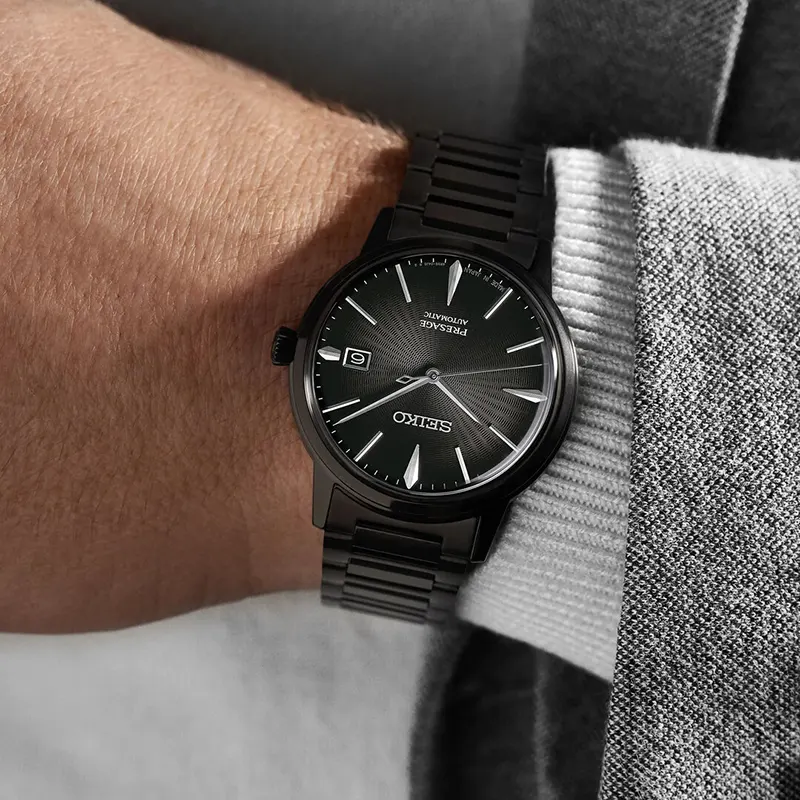 Seiko Presage Cocktail Time 'The Black Velvet' Black Dial Men's Watch | SRPJ15J1