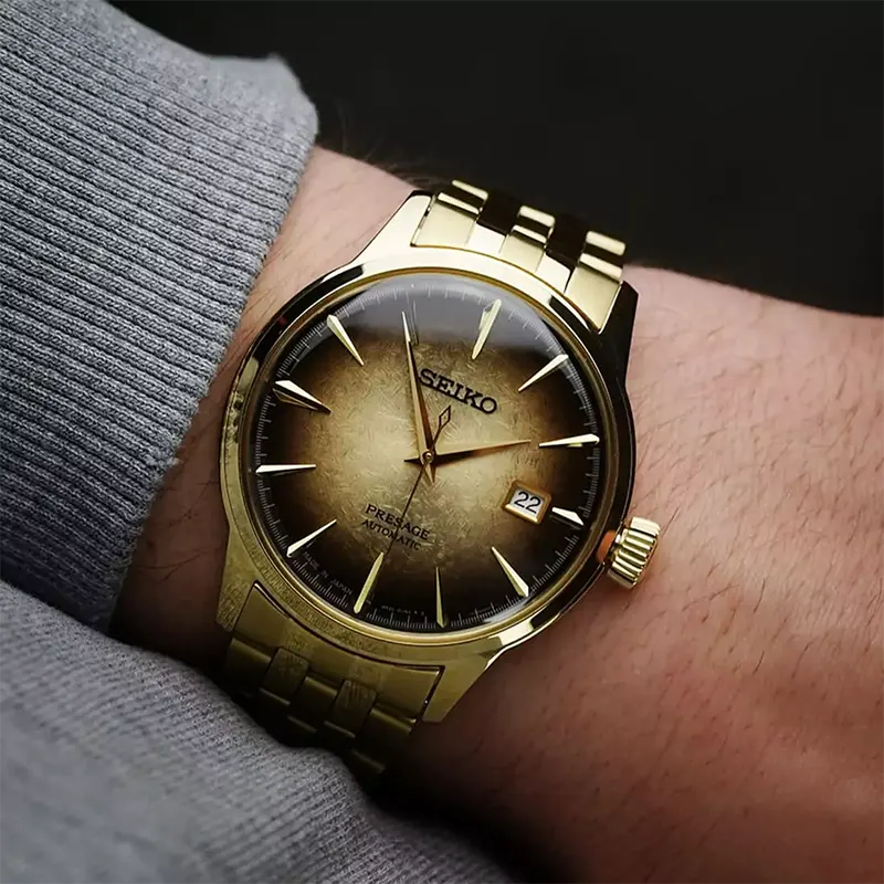 Seiko Presage Cocktail Time 'Half and Half' Gold-Tone Men's Watch | SRPK48