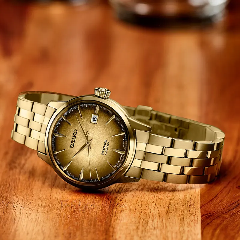 Seiko Presage Cocktail Time 'Half and Half' Gold-Tone Men's Watch | SRPK48