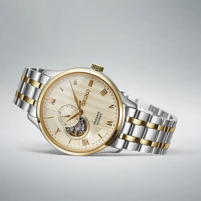 Seiko Presage Japanese Garden Open Heart Champagne Dial Men's Watch | SSA464