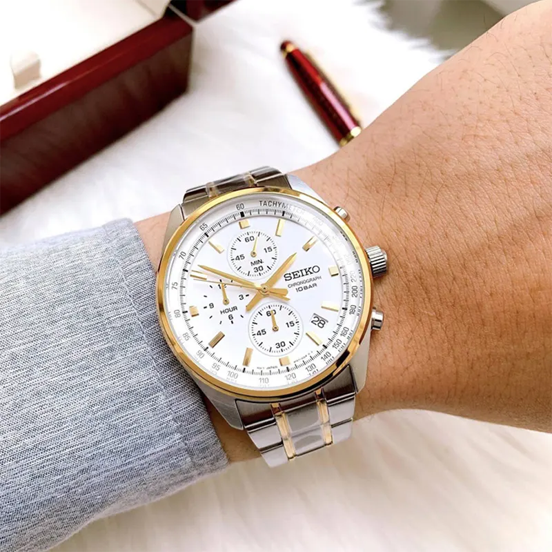 Seiko Conceptual Chronograph Silver Dial Two-Tone Men’s Watch | SSB380P1