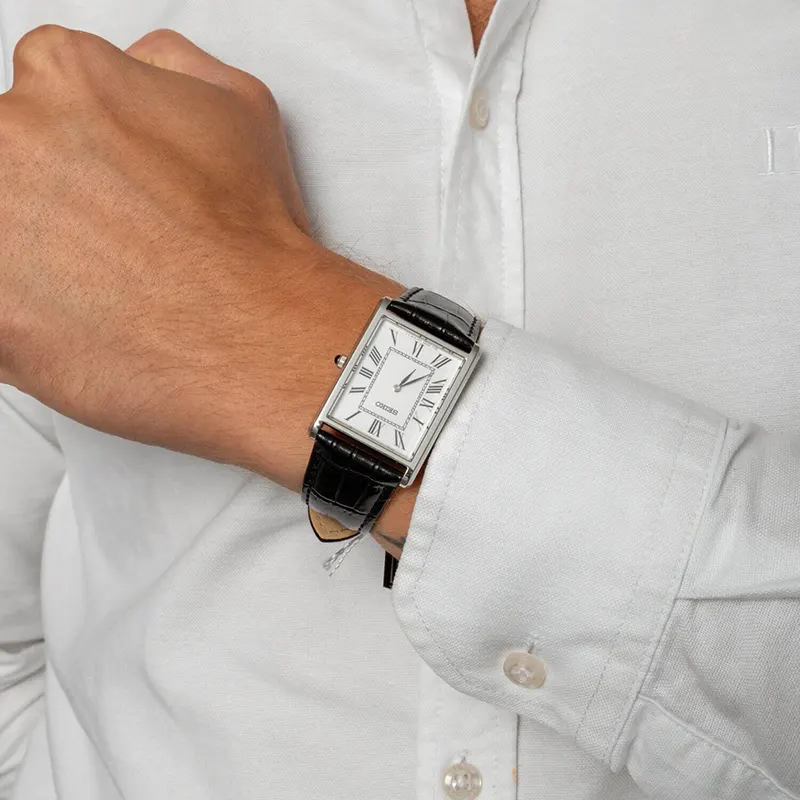 Seiko Conceptual Classic White Dial Black Leather Men's Watch | SWR103P1