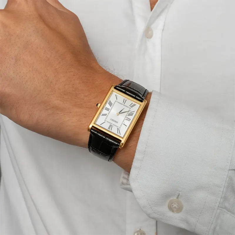Seiko Conceptual White Dial Black Leather Men's Watch | SWR104P1