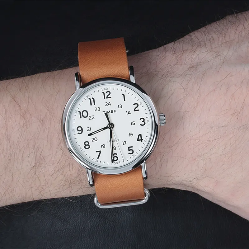 Timex Weekender Cream Dial Leather Strap Men's Watch | T2P492