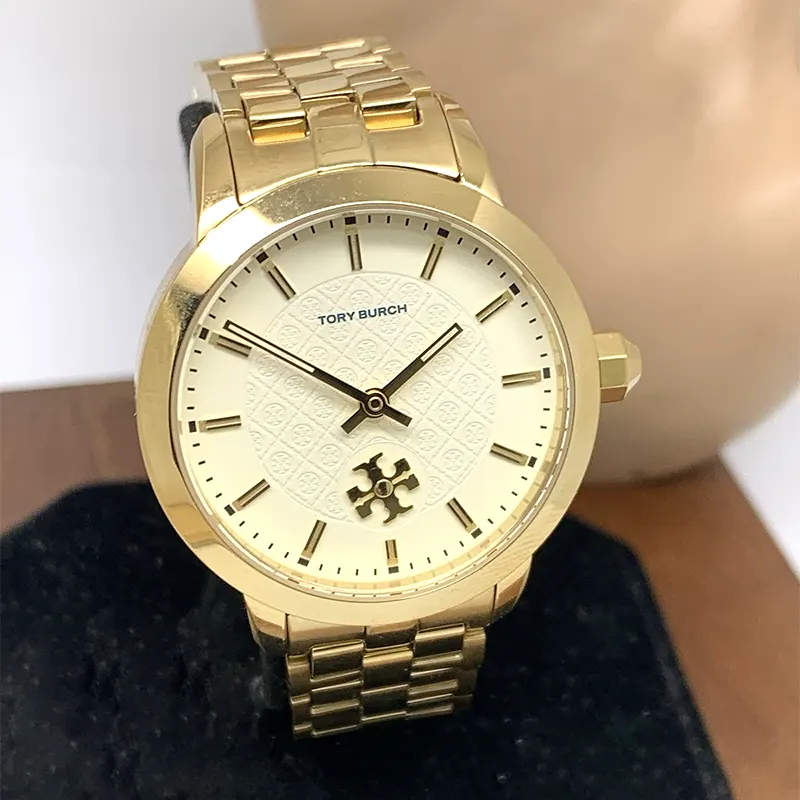 Tory Burch Beige Pattern Dial Gold-Tone Ladies Watch | TBW1053