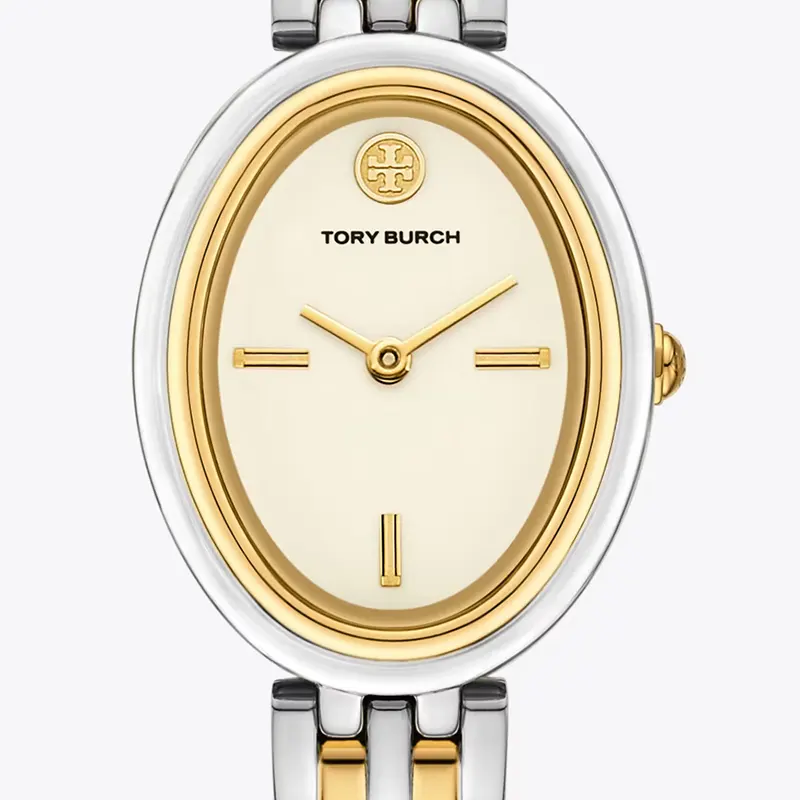 Tory Burch The Oval Ivory Dial Two-Tone Ladies Watch | TBW6033