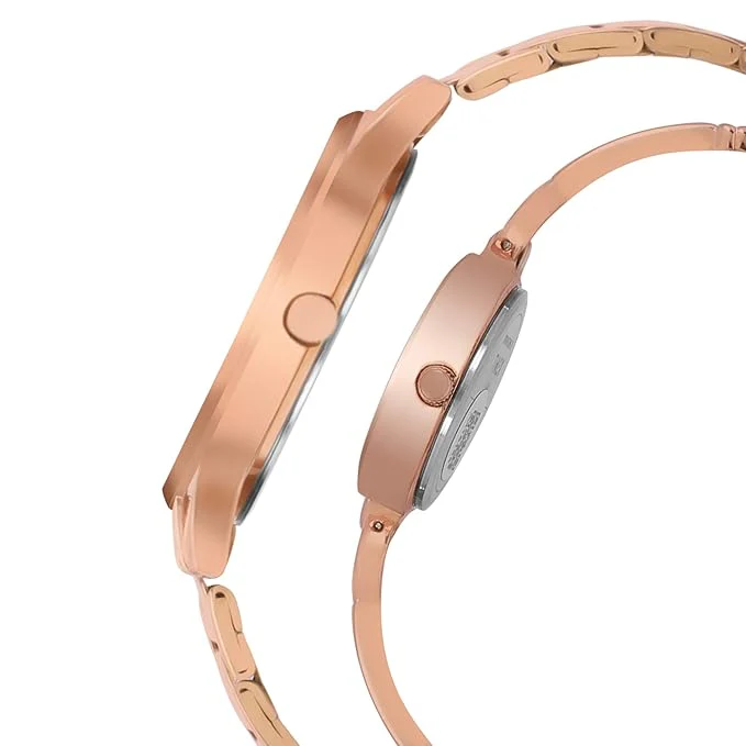 Timex Classic White Dial Rose Gold-Tone Couple Watch | TW00PR263