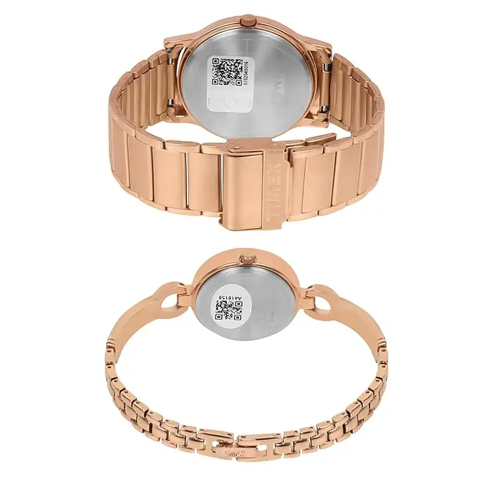 Timex Classic White Dial Rose Gold-Tone Couple Watch | TW00PR263