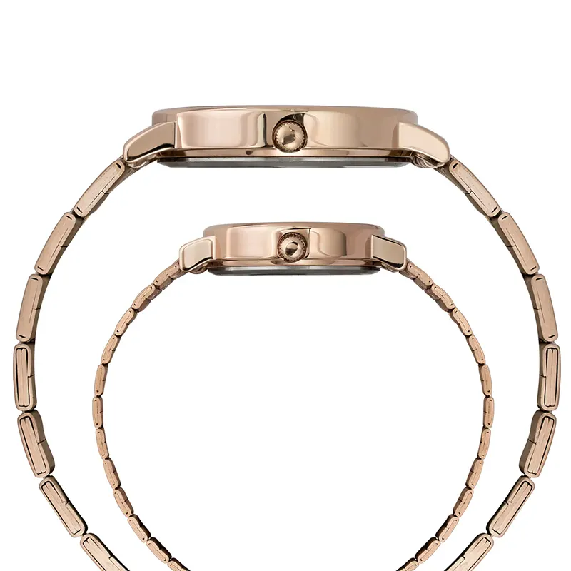 Timex Brown Dial Rose Gold-Tone Couple Watch | TW00PR328
