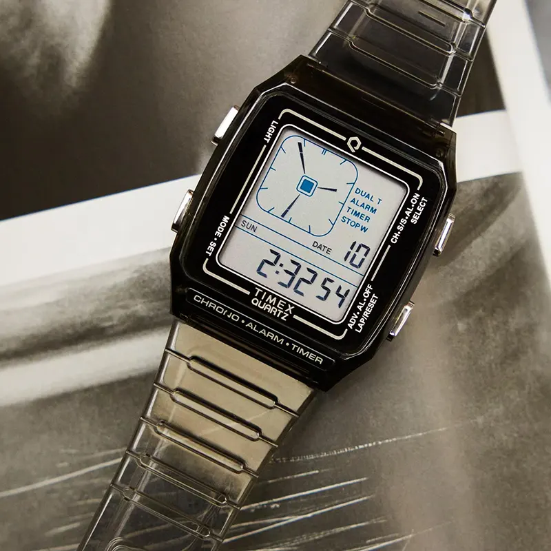 Q Timex LCA Rectangle Digital Grey Dial Watch | TW2W45000